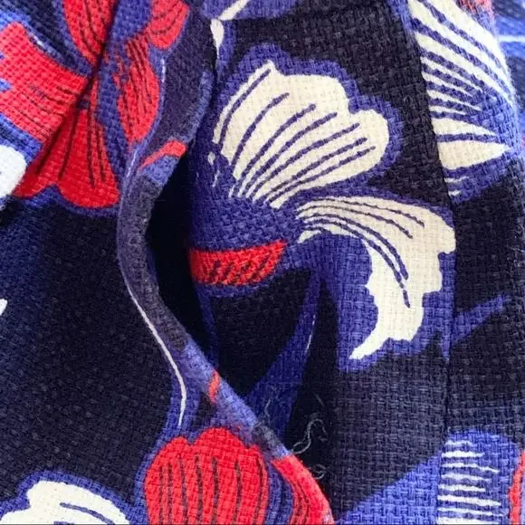 J. Crew Factory Skirt Blue Red Floral Cotton Pencil Mini Skirt Size 6 - Picture 13 of 14